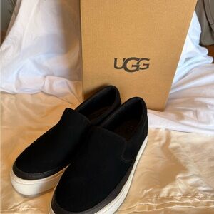 UGG Women’s Black Slip-On Sneakers with White Platform